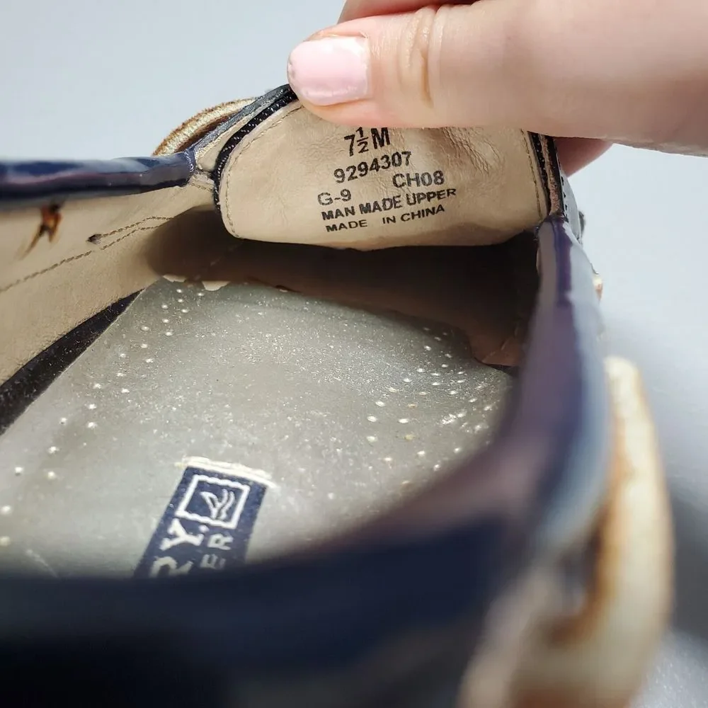 SPERRY Top Sider Angelfish Boat Shoes Women 7.5 Navy Denim 2 Eye Slip On 9294307